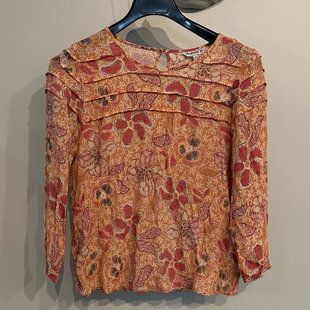 Nanette Lepore Floral Blouse in Orange and Red